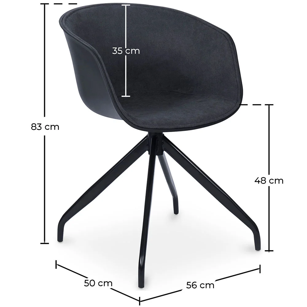 Sedia da ufficio con braccioli - Sedia da scrivania di design nera - Jodie image 10