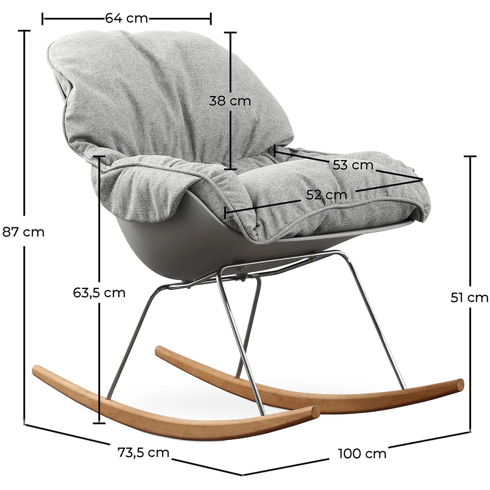 Sedia a Dondolo Imbottita - Design Scandinavo - Ruma image 10
