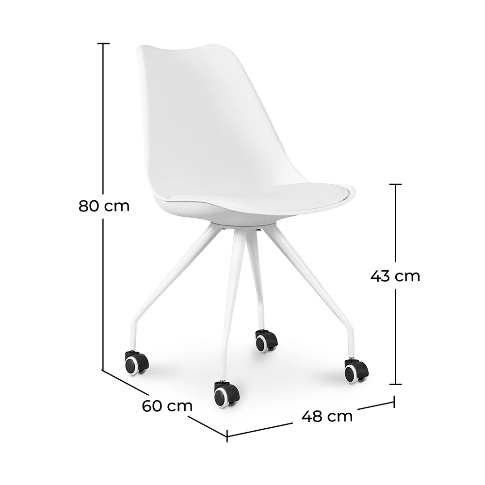 Sedia da ufficio con rotelle - Sedia da scrivania bianca - Canva image 10