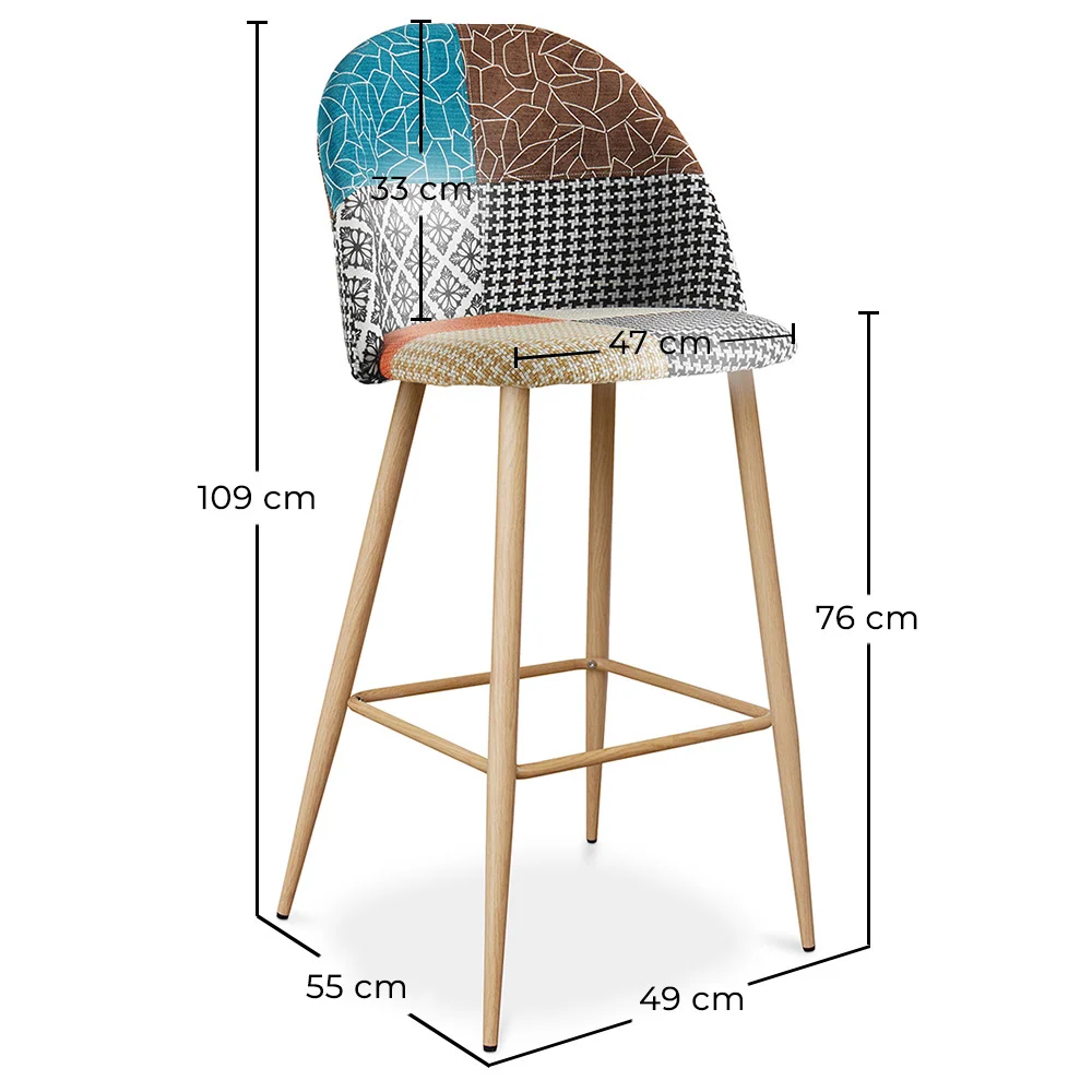 Sgabello Imbottito in Patchwork - Stile Scandinavo - Evelyne  image 10