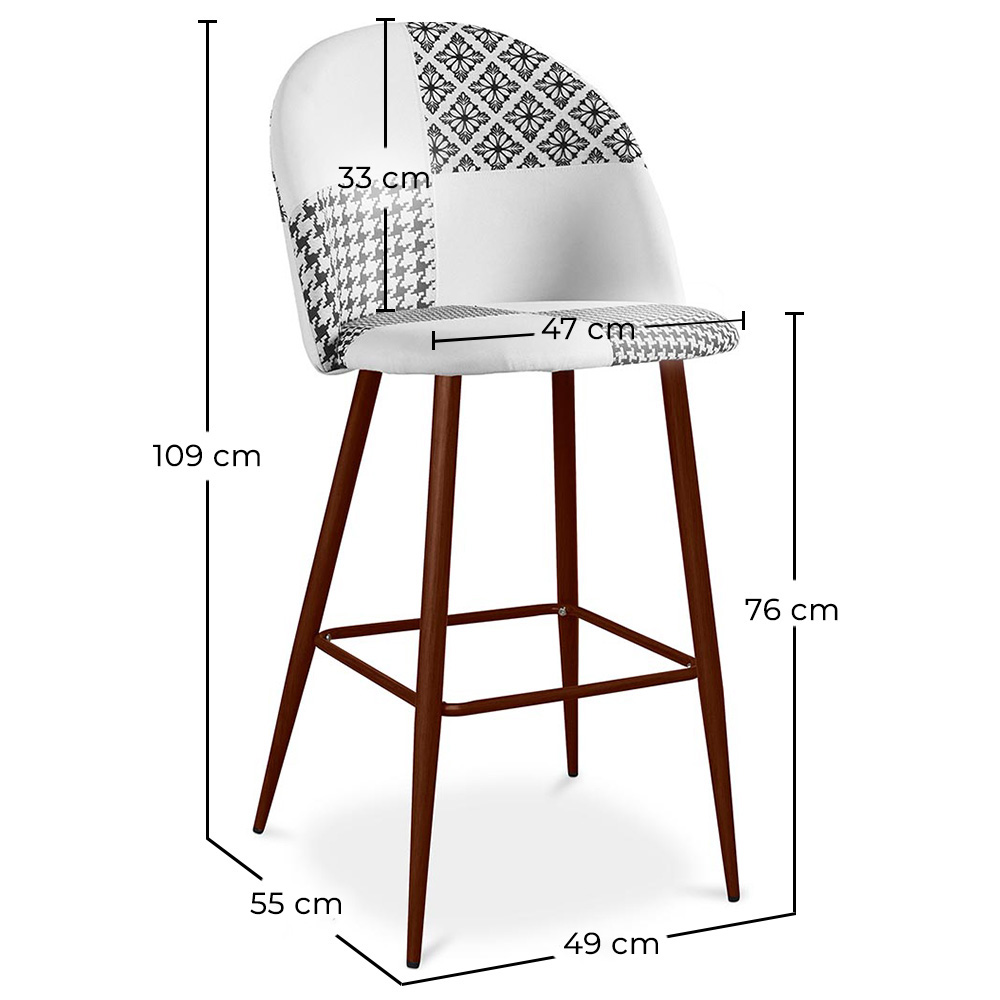 Sgabello imbottito patchwork - Stile scandinavo - Bianco e nero - Evelyne image 10