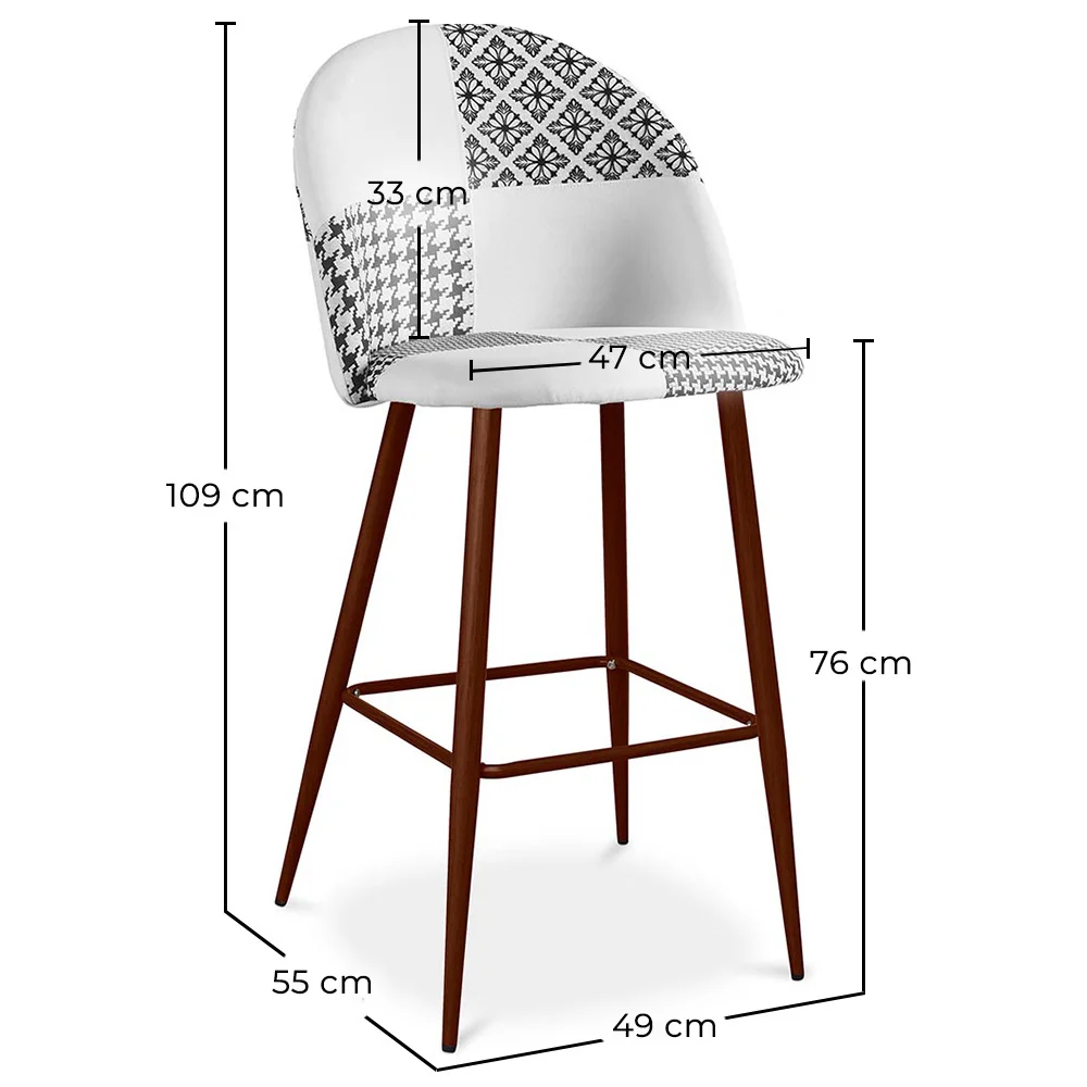 Sgabello imbottito patchwork - Stile scandinavo - Bianco e nero - Evelyne image 10