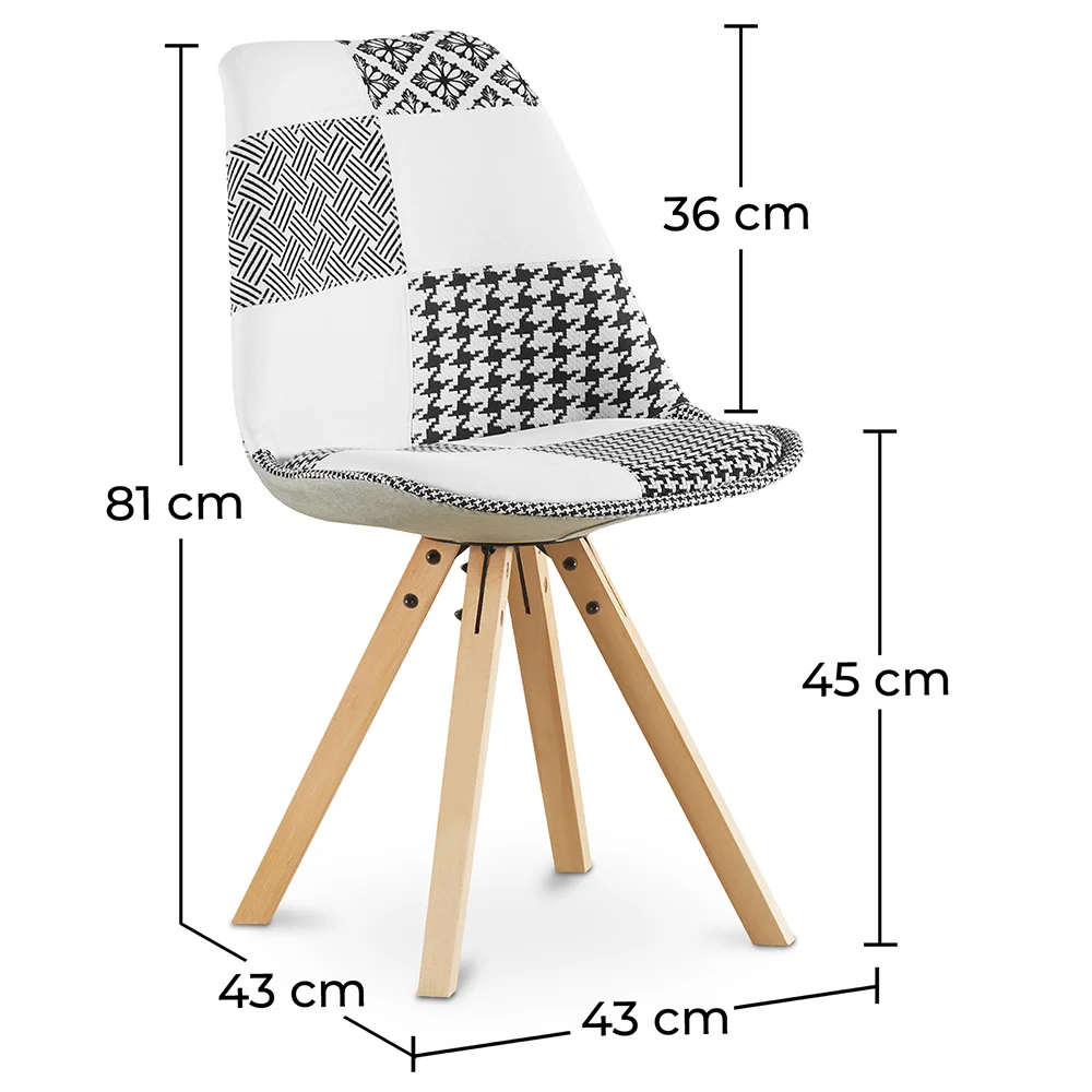 Sedia da pranzo - Rivestita in patchwork bianco e nero - Denisse image 10