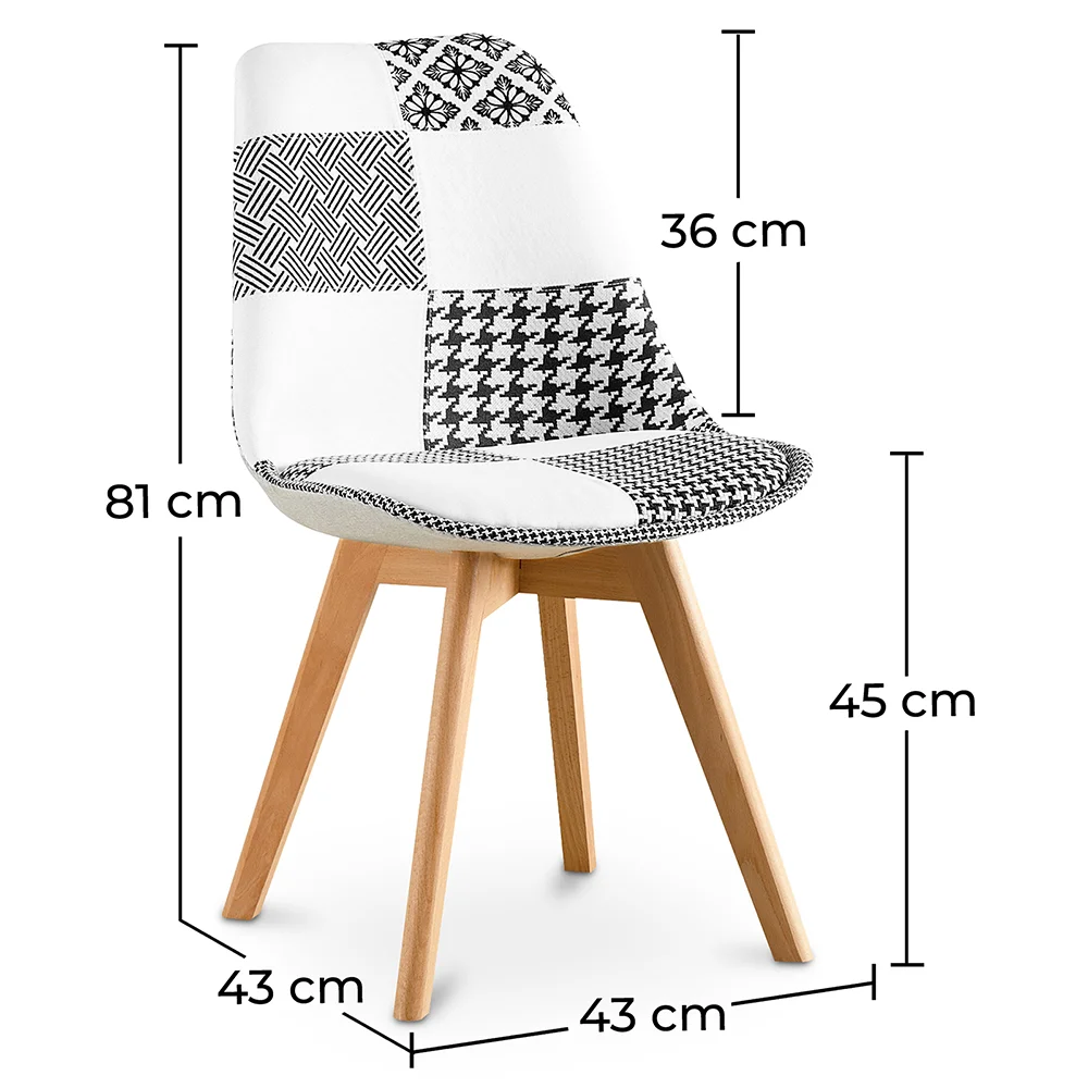 Sedia da pranzo - Rivestimento patchwork bianco e nero - Nuova edizione - Sam image 10