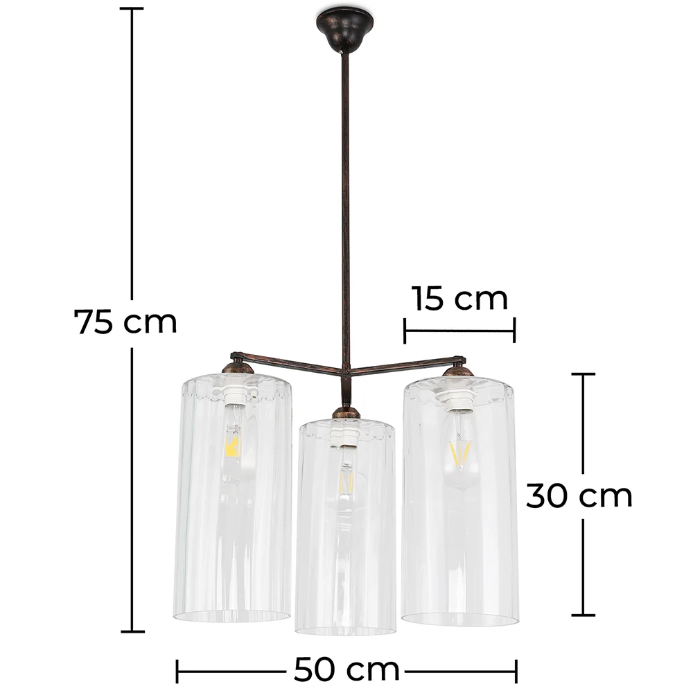 Lampada da soffitto in cristallo - Lampada a sospensione - 3 bracci - Reg image 10