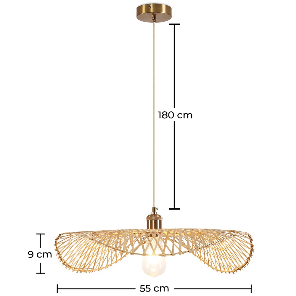 Lampada a soffitto in bambù - Lampada a sospensione in stile Boho Bali - Bahati image 10