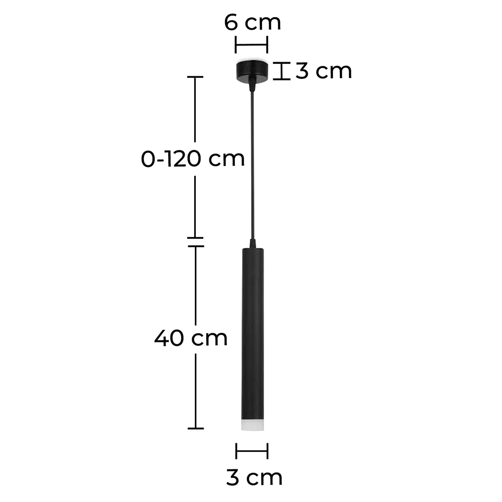  Lampada a Soffitto a Tubo - Lampada a Sospensione LED - Nero - Bruna image 10