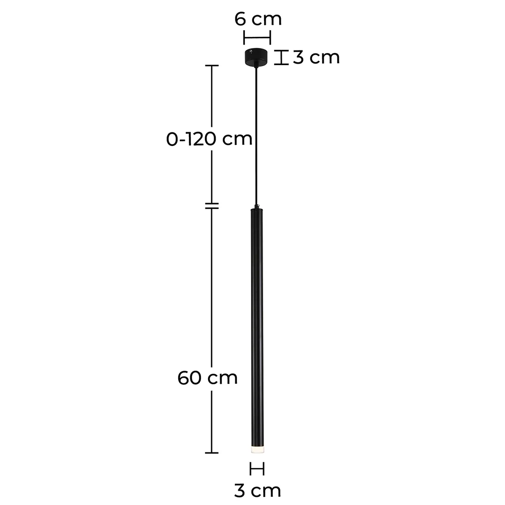 Lampada a Sospensione Tubo LED - Nero - 60cm - Bruna image 10