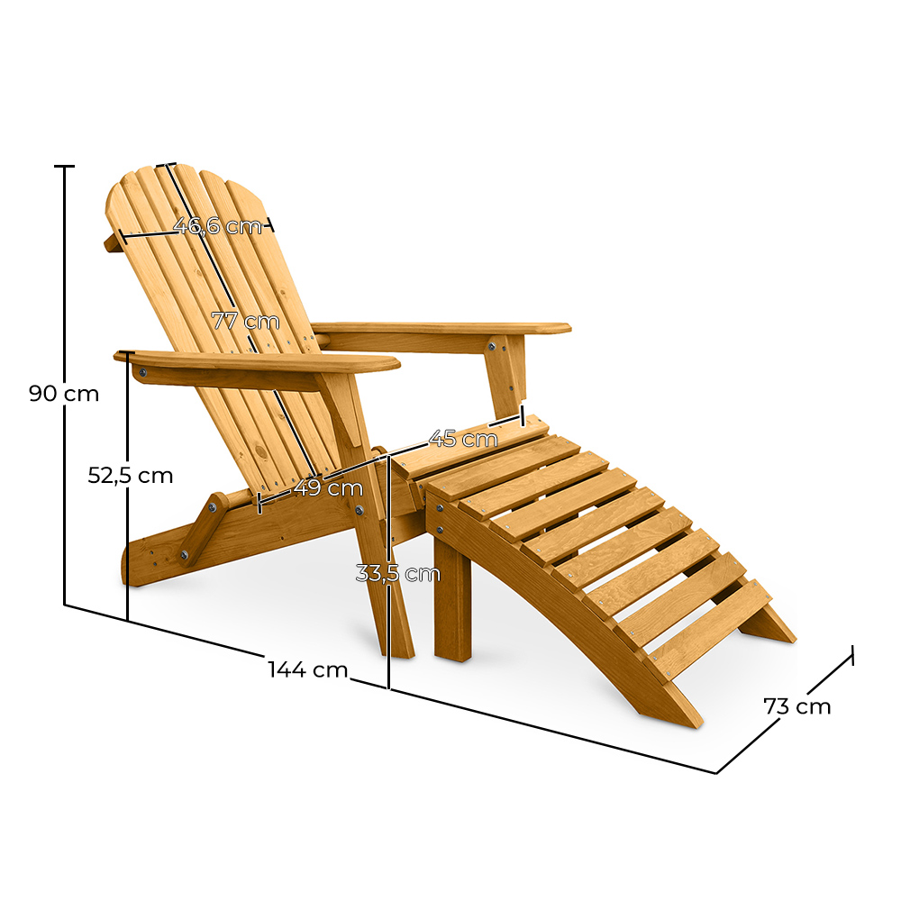 Sedia a sdraio con poggiapiedi - Sedia da giardino in legno - Alana image 10