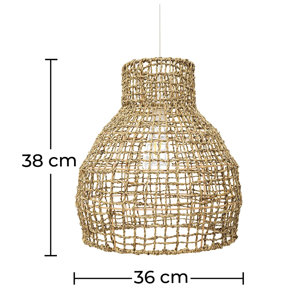 Lampada a soffitto in rattan - Lampada a sospensione in stile Boho Bali - Lan image 10
