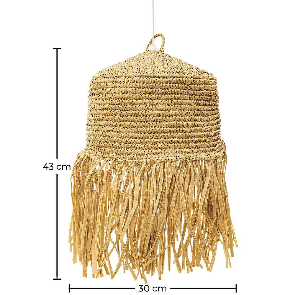 Lampada a soffitto in rafia - Lampada a sospensione stile Boho Bali - Lanui image 10