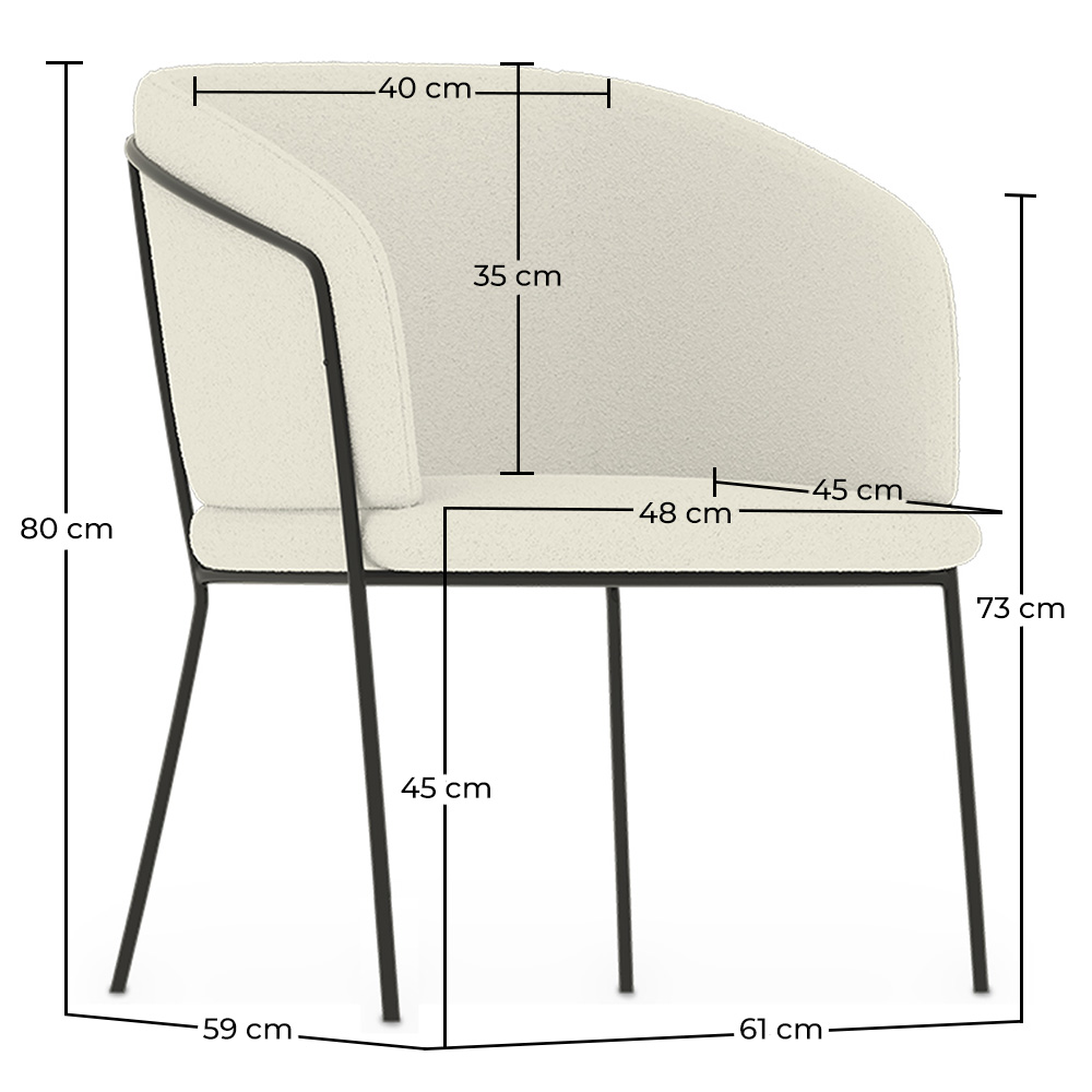 Poltrona con braccioli - Rivestita in tessuto bouclé - Miusen image 10