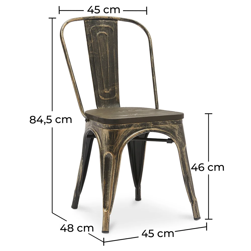 Sedia da pranzo - Design industriale - Acciaio e legno - Nuova edizione - Stylix image 10