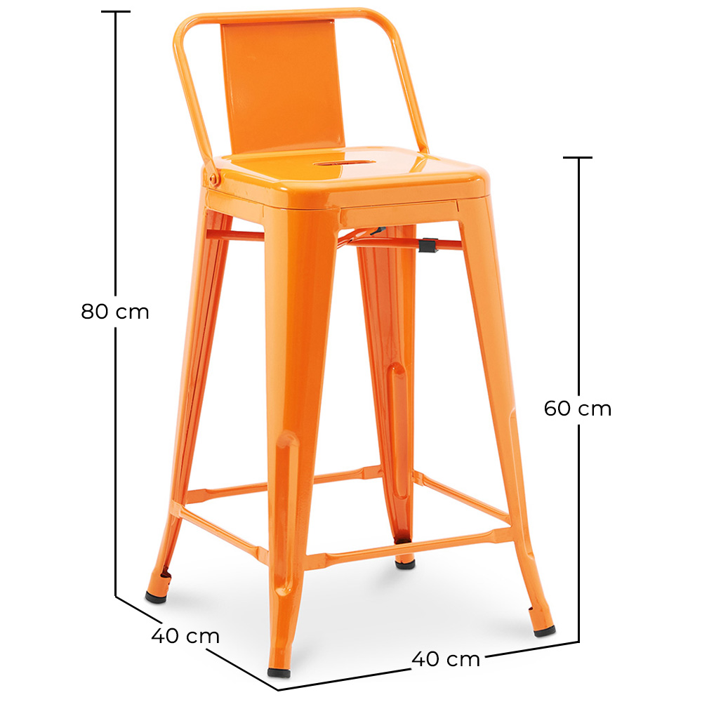 Sgabello da bar con schienale - Design industriale - 60cm - Nuova edizione - Stylix image 10
