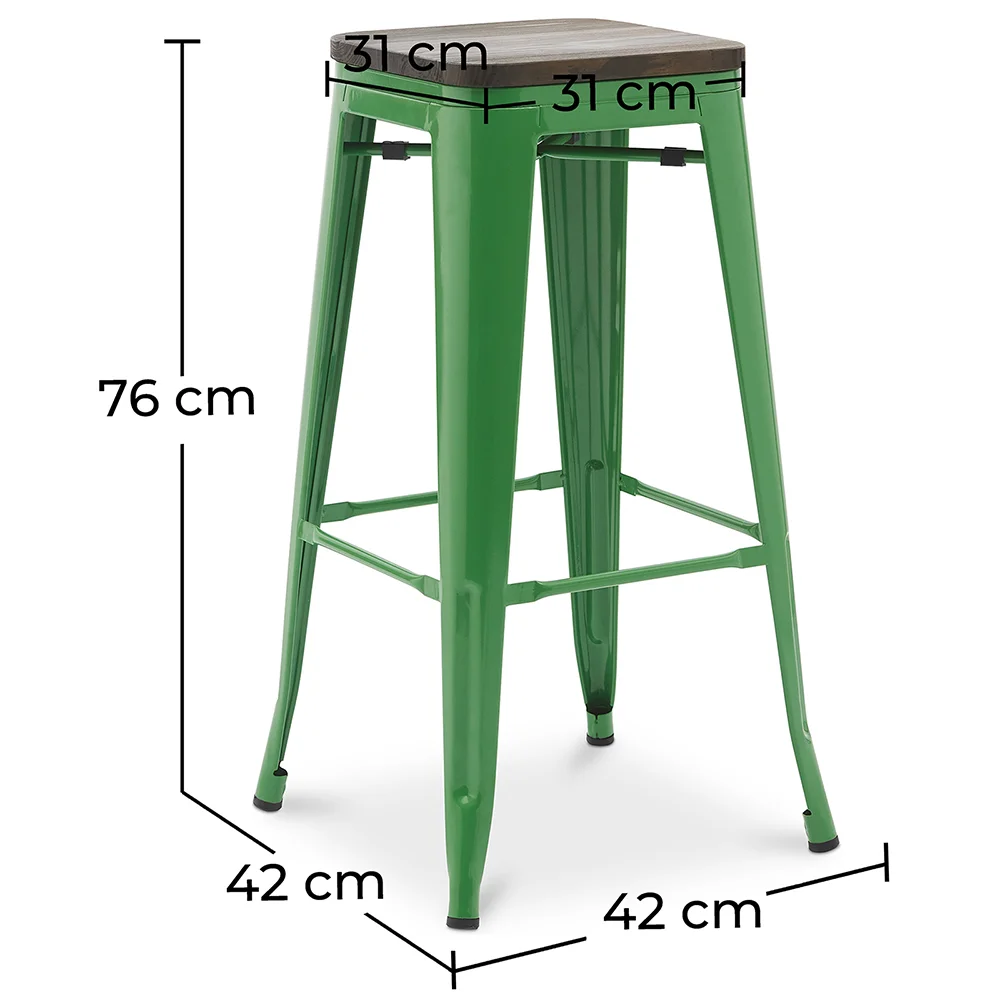 Sgabello da bar - Design industriale - Legno e acciaio - 76 cm - Nuova edizione- Stylix image 10