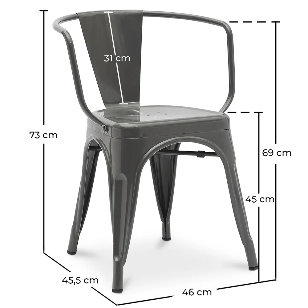 Sedia da pranzo con braccioli - Design industriale - Acciaio - Nuova edizione - Stylix image 10