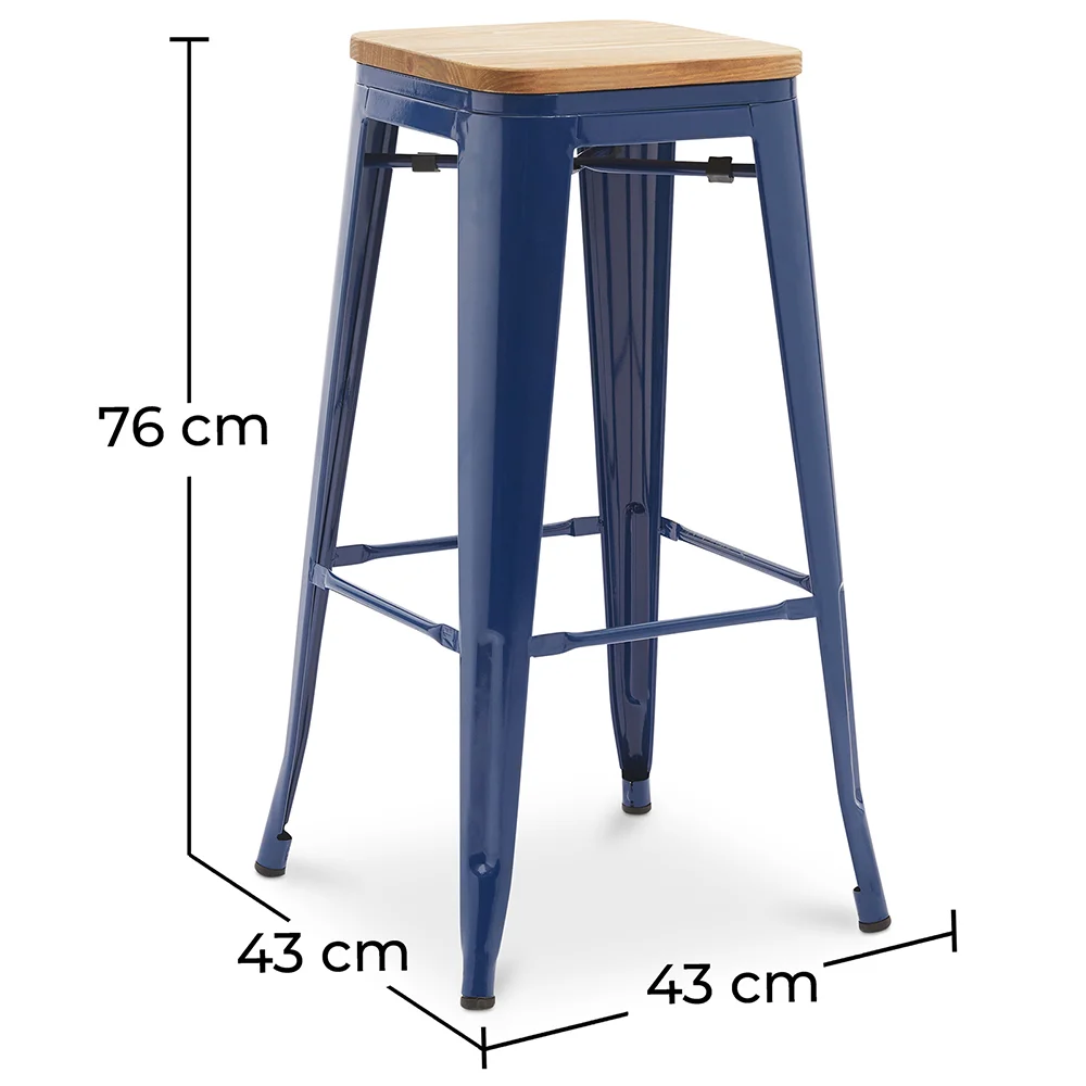 Sgabello da bar - Design industriale - Legno e acciaio - 76cm - Nuova edizione - Stylix image 10