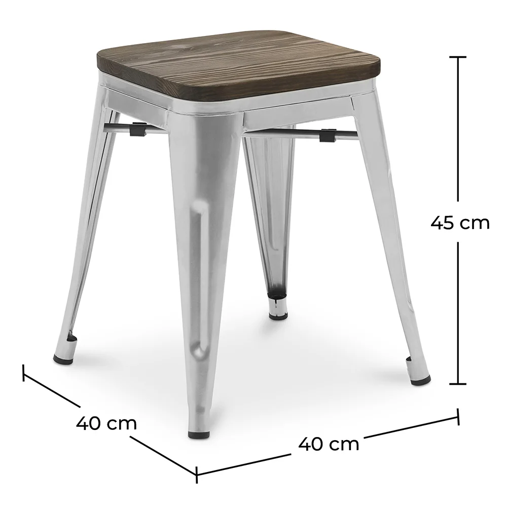 Sgabello da bar di design industriale - Legno e acciaio - 45 cm - Nuova edizione - Stylix image 10