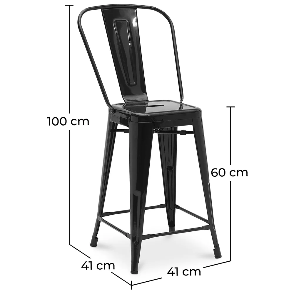 Sgabello da bar con schienale - Design industriale - 60 cm - Nuova edizione - Stylix image 10
