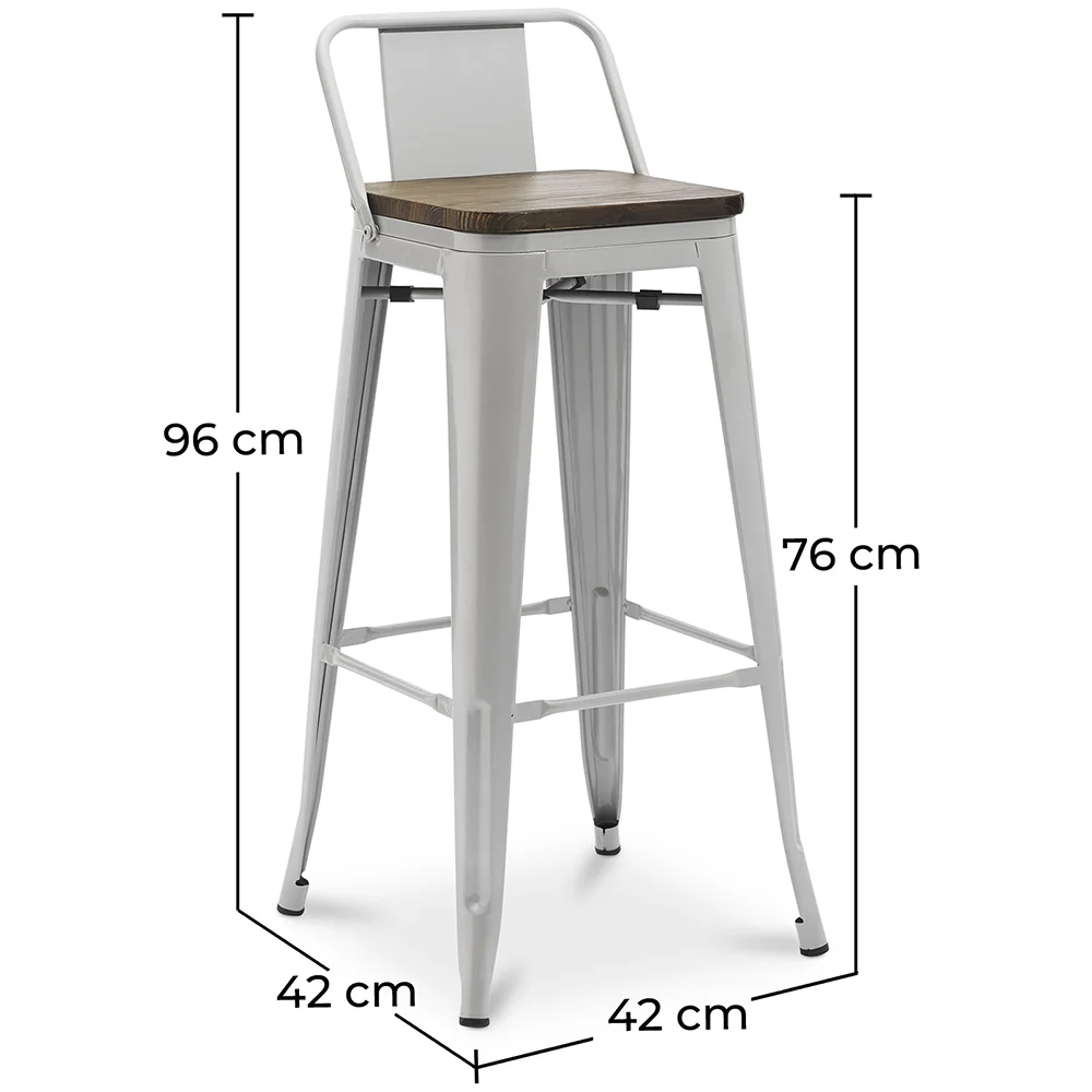 Sgabello da bar - Design industriale - Legno e Acciaio - 76cm - Stylix image 10