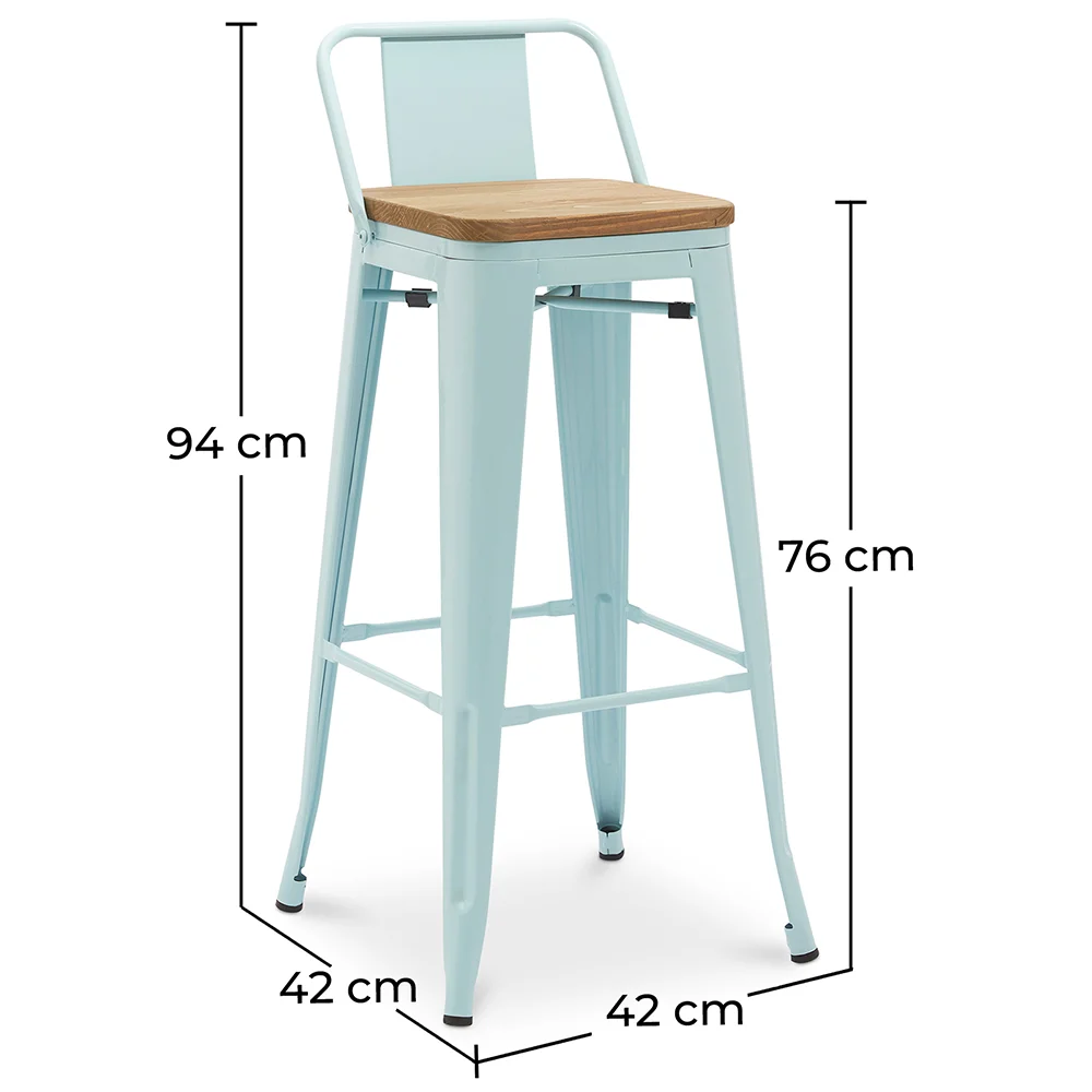 Sgabello da bar con schienale - Design industriale - Legno e acciaio - 76cm - Nuova edizione - Stylix image 10