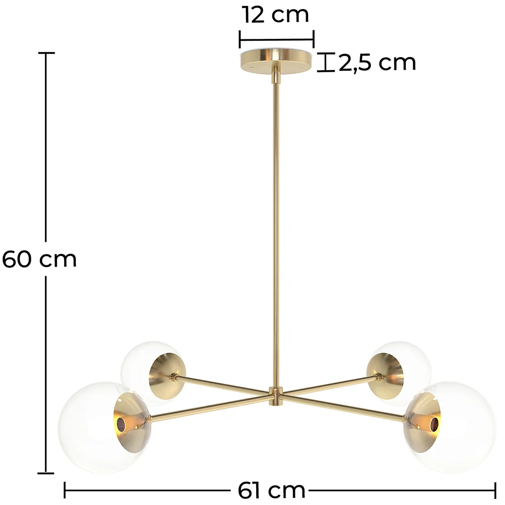 Lampada a soffitto dorata - Lampada a sospensione - 4 bracci - Luba image 10
