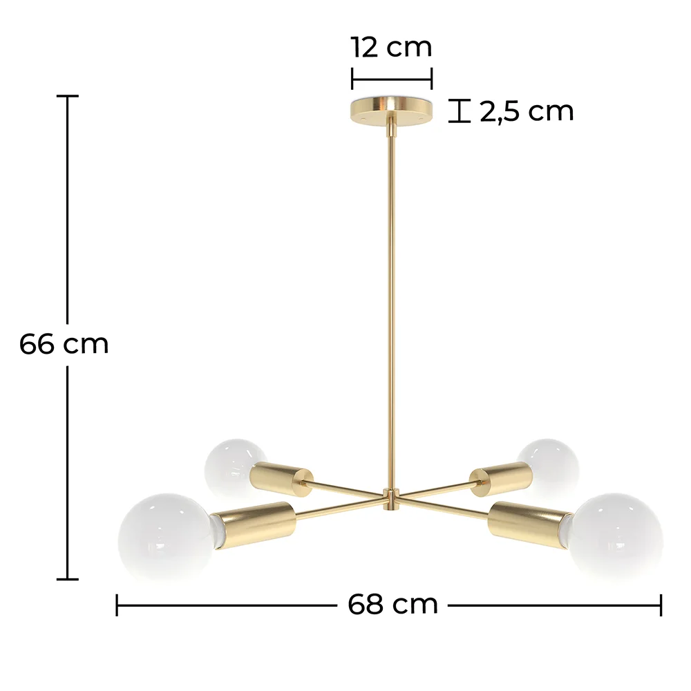 Lampada a soffitto dorata - Lampada a sospensione - 4 bracci - Retan

 image 10