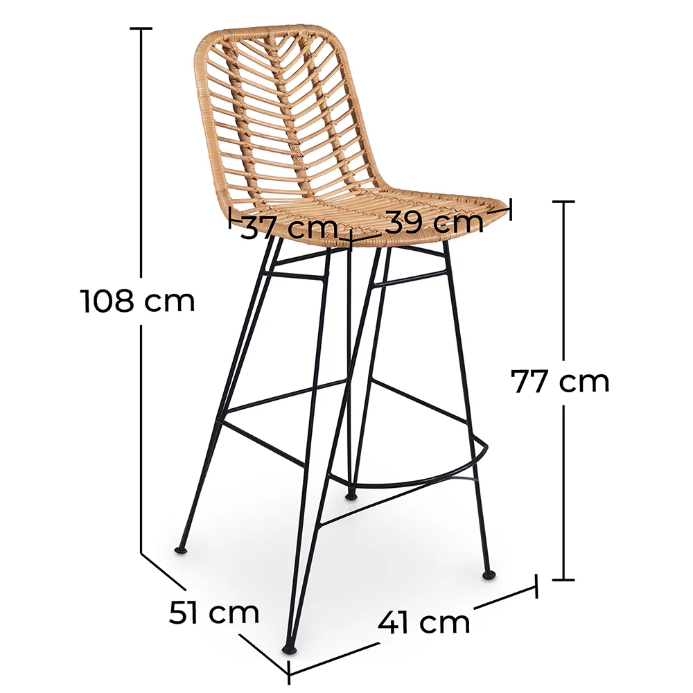 Sgabello da bar in rattan - Stile Boho Bali - Tray image 10