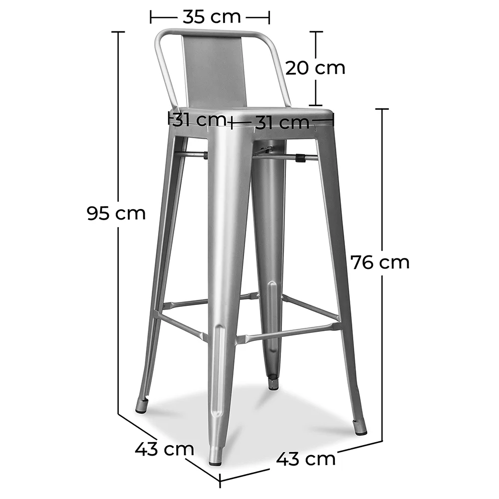 Sgabello da bar con schienale - Design industriale - 76 cm - Nuova edizione - Stylix image 10