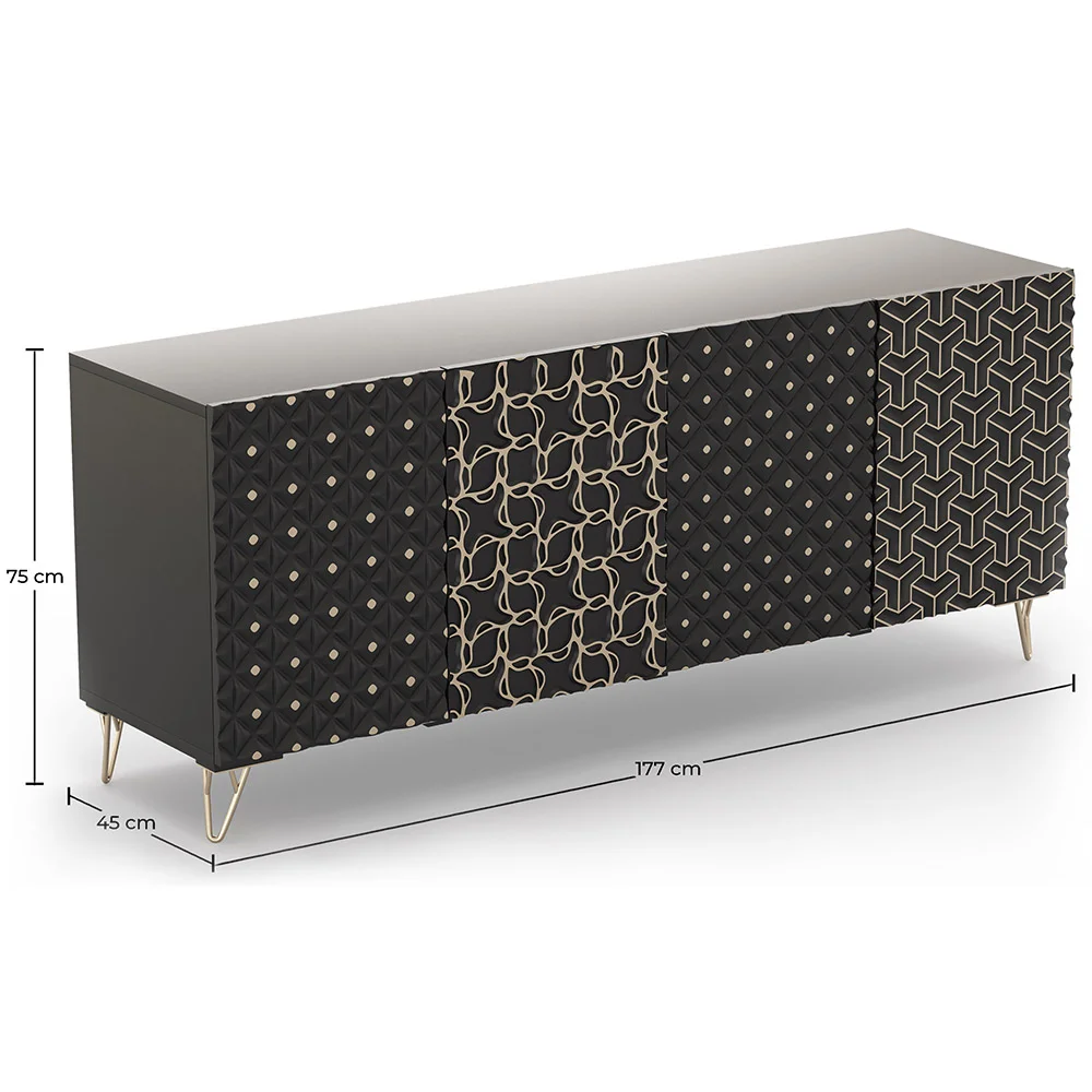 Credenza in stile in legno - Nero - Haui image 10