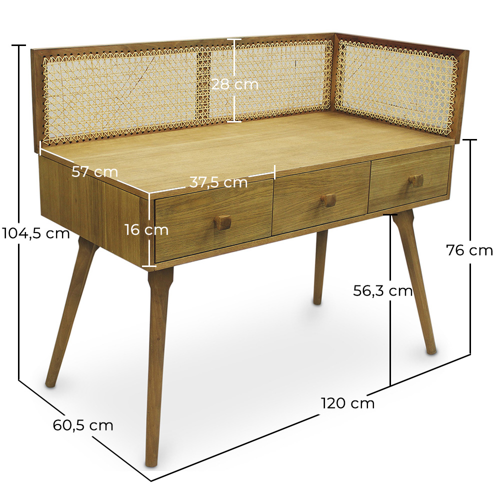 Scrivania in Stile Cannage in Legno Naturale - Oka image 10