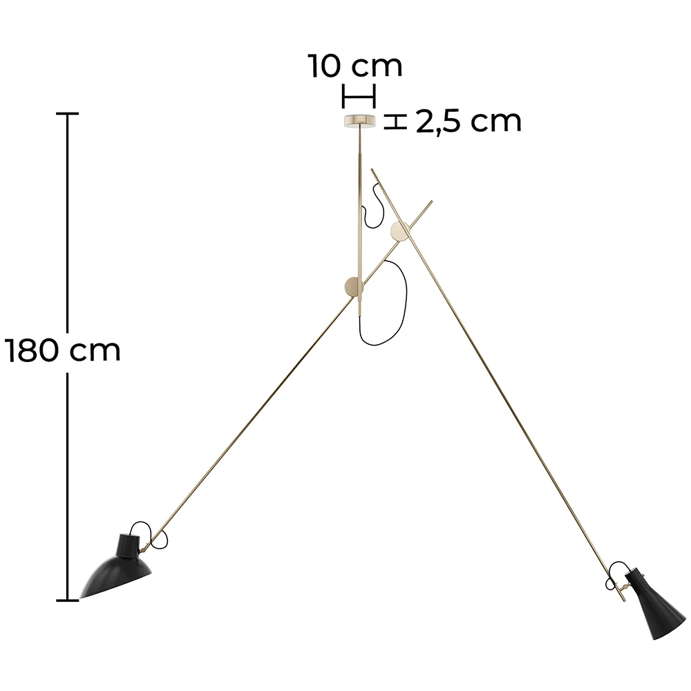 Lampada da soffitto flessibile - Lampada a sospensione - 2 bracci - Pats image 10