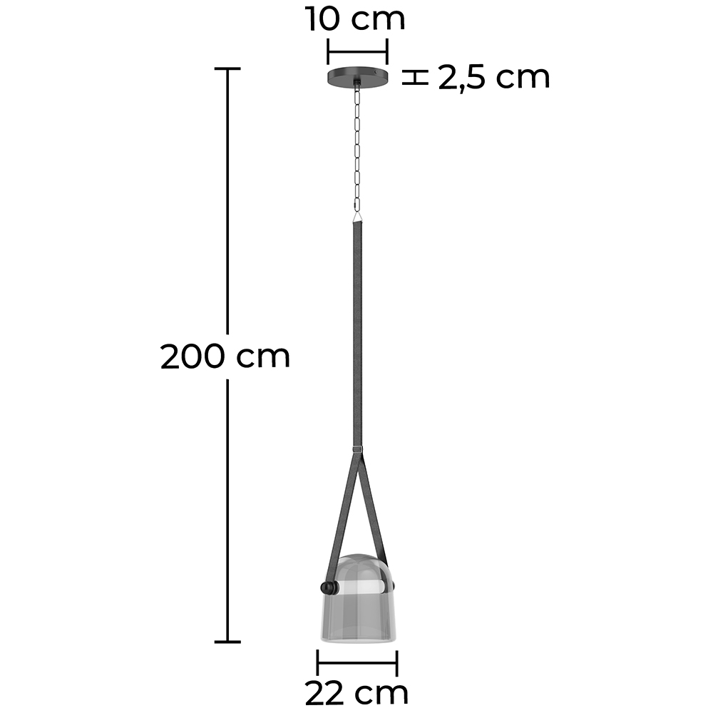 Lampada da soffitto - Lampada a sospensione - Pelle e vetro - Bim image 10