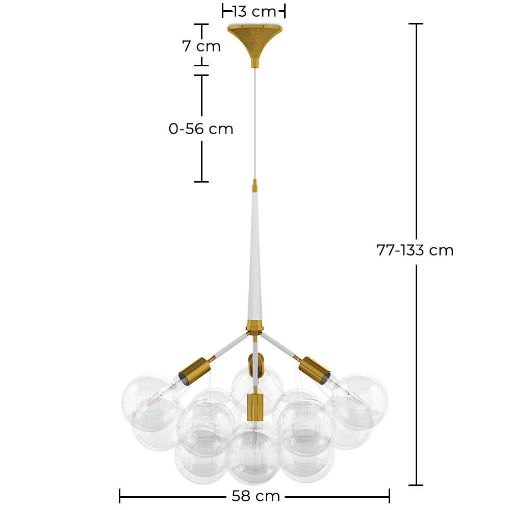 Lampada a soffitto con sfere di vetro - Lampada a sospensione - 12 globi - Glaub image 10