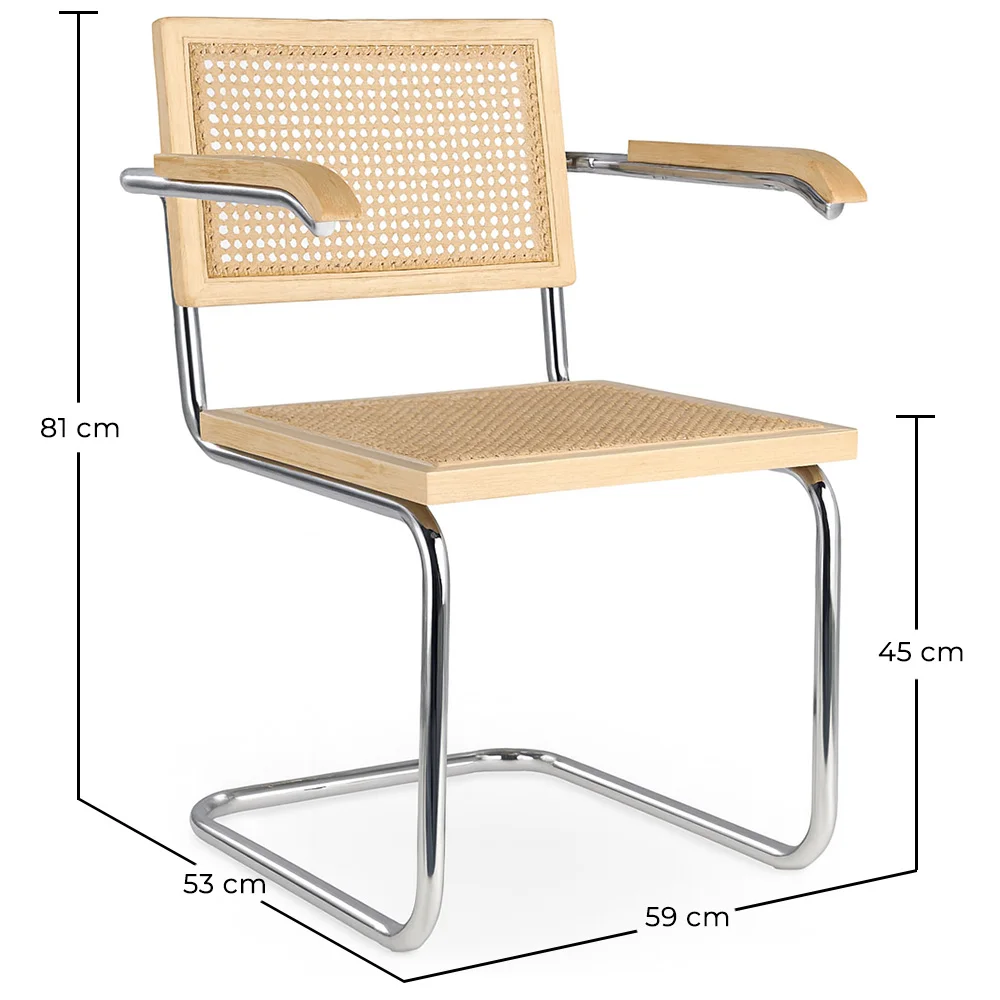 Sedia da pranzo con braccioli - Design vintage - Legno e rattan - Bruna image 10