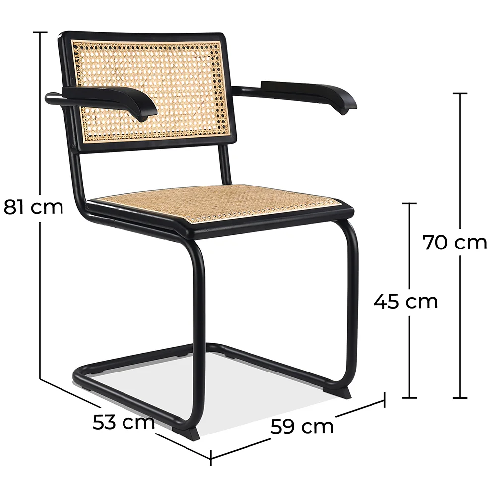 Sedia da pranzo con braccioli - Vintage - Legno e rattan - Bastral image 10
