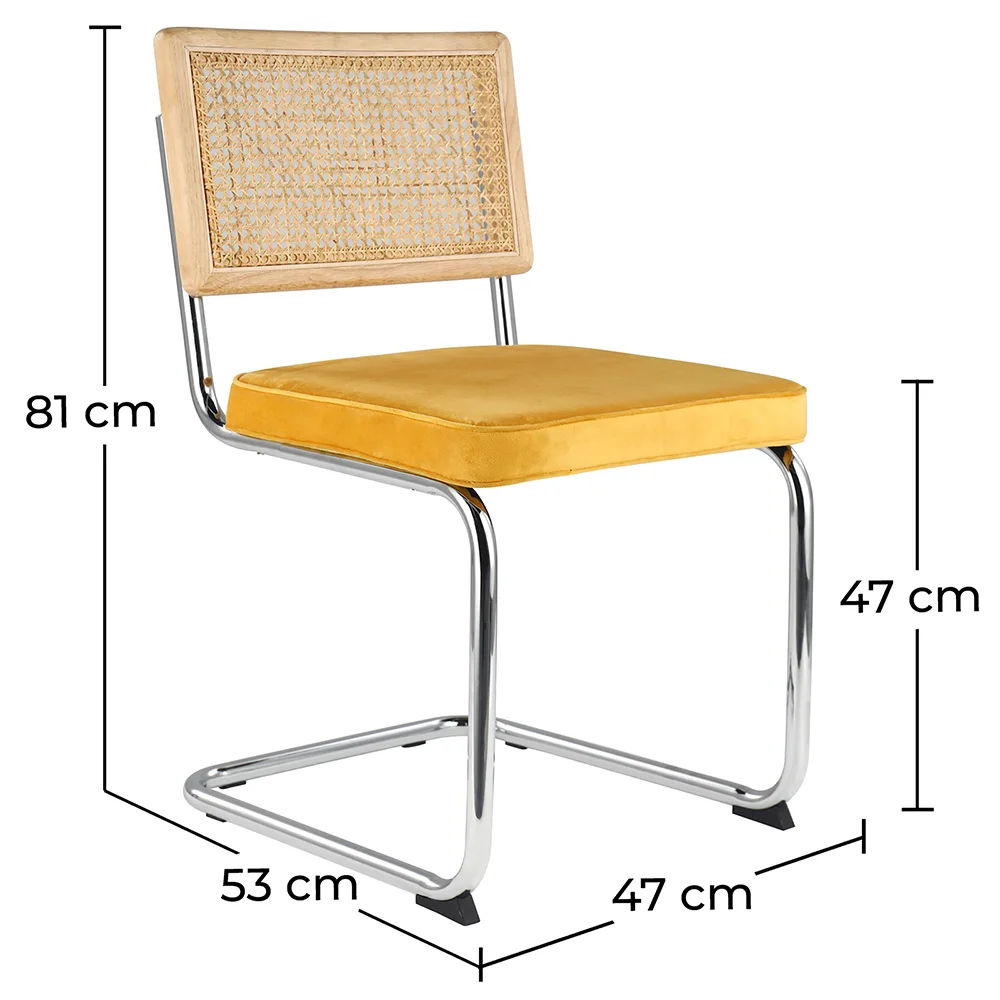 Sedia da pranzo - Rivestita in velluto - Legno e rattan - Martha image 10