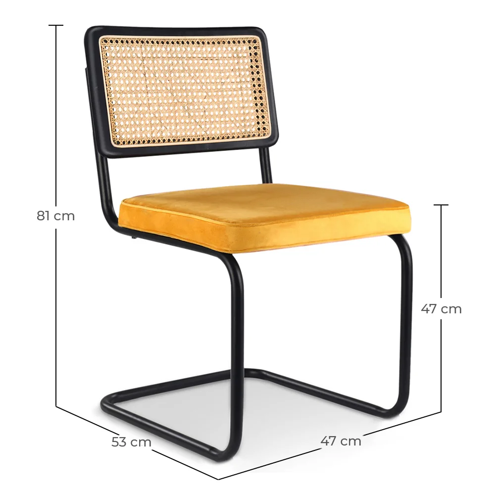 Sedia da pranzo - Rivestita in velluto - Legno e rattan - Puila image 10