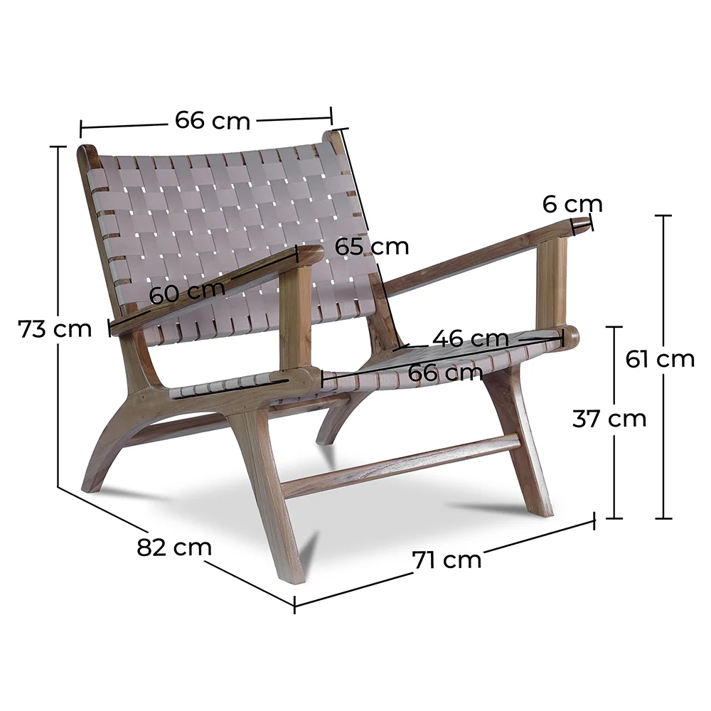 Poltrona da Salotto con Braccioli - Poltrona Design Boho Bali - Legno e Lino - Recia image 10