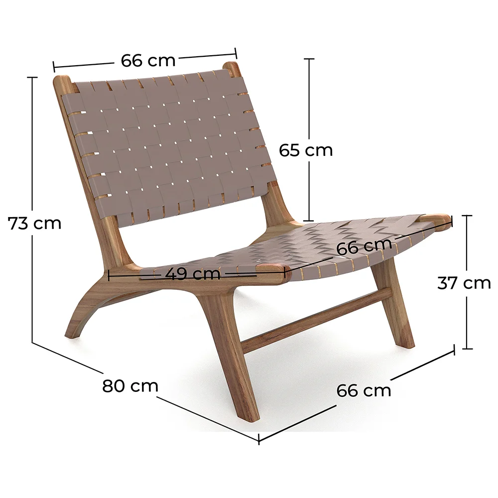 Poltrona da Salotto - Design Boho Bali - Legno e Pelle - Recia image 10
