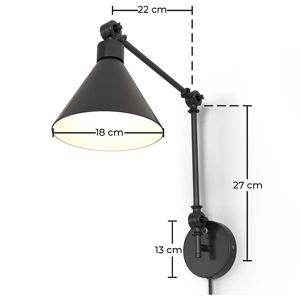 Lampada flessibile - Applique da Parete con Bracci Regolabili - Nero image 10