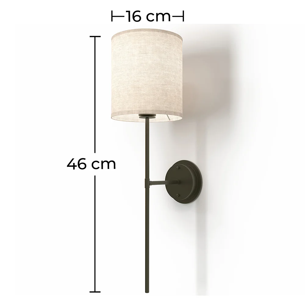 Lampada Applique da Parete - Nera con Paralume in Tela - Dena image 10