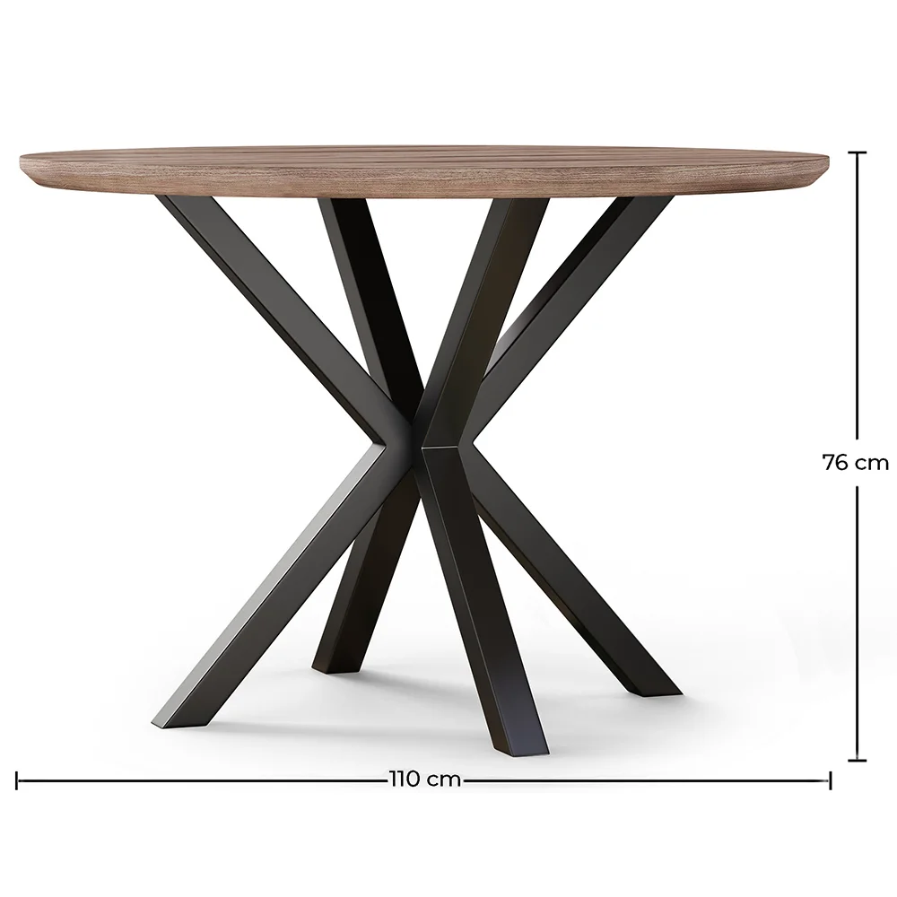 Tavolo da pranzo rotondo - Industriale - Legno e metallo - Bayron image 10