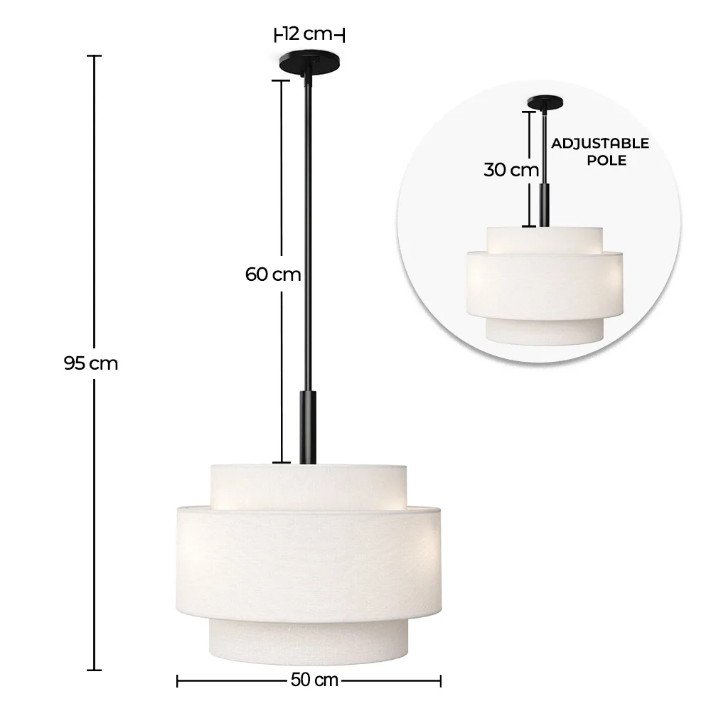 Lampadario a Sospensione - Paralume in Tessuto - Lorwe image 10