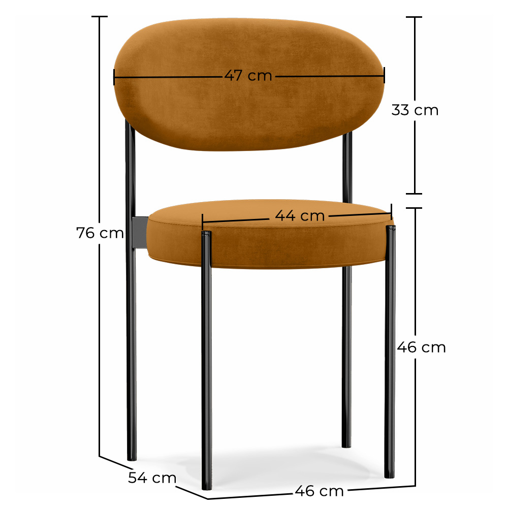 Sedia da pranzo - Rivestita in velluto - Metallo nero - Margot image 10