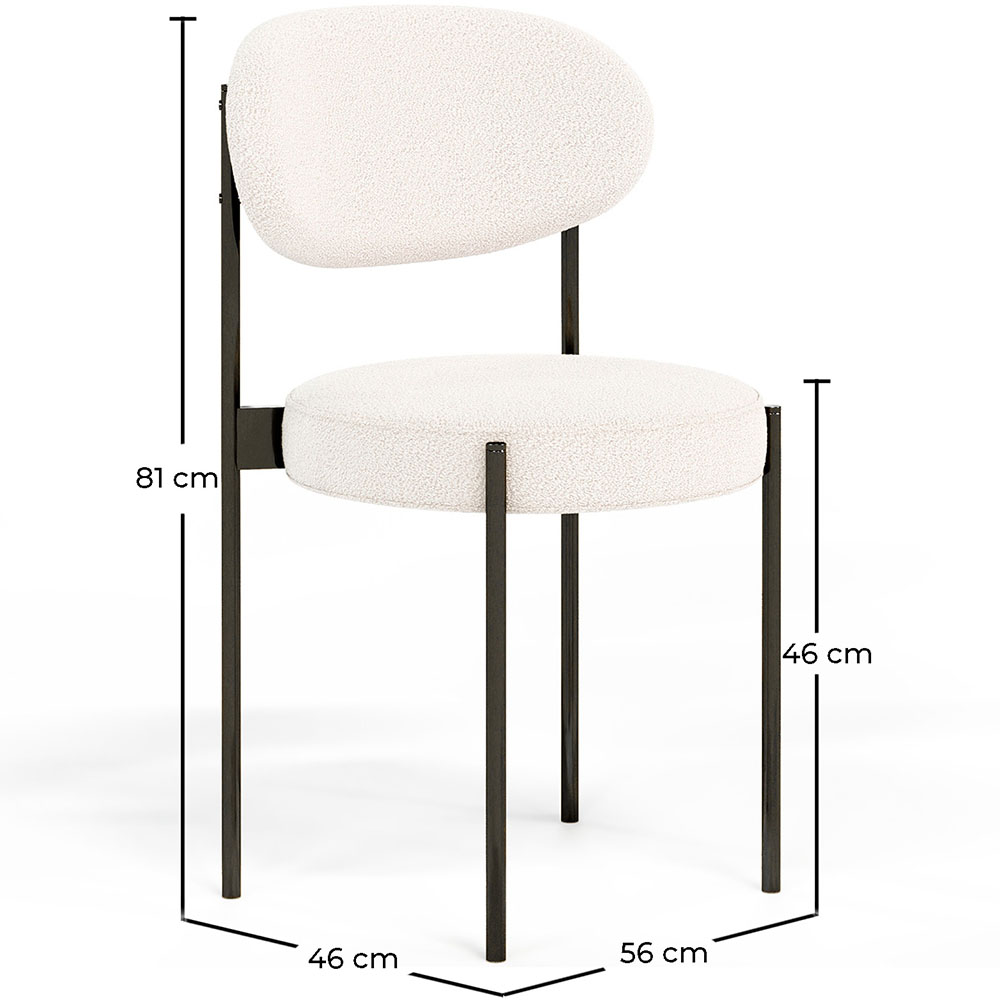 Sedia da pranzo - Rivestita in tessuto bouclé - Metallo nero - Margot image 10