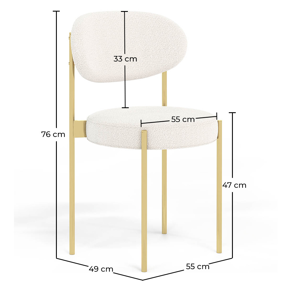 Sedia da pranzo - Rivestita in tessuto bouclé - Metallo dorato - Margot image 10