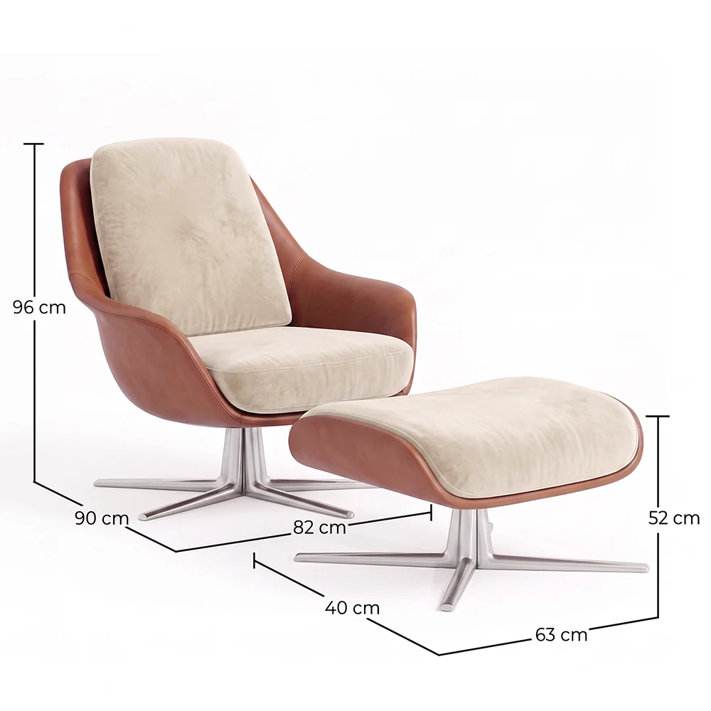 Poltrona Design Contemporaneo Rivestita con Poggiapiedi - Asher image 10