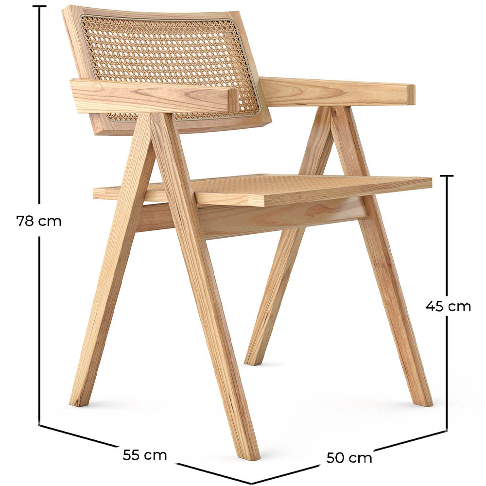 Sedia da pranzo in rattan intrecciato - con braccioli - Kane image 10