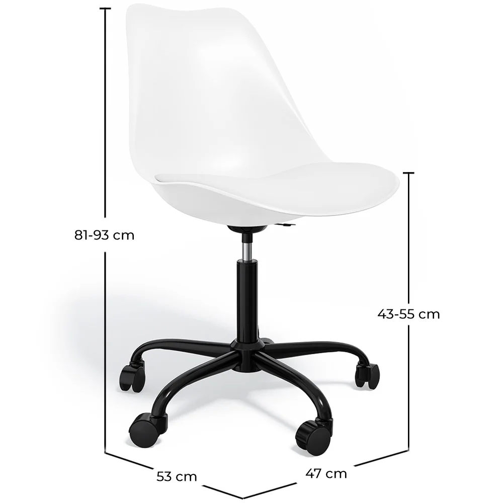 Sedia da ufficio con ruote - Sedia girevole per scrivania - Struttura nera Tulip image 10